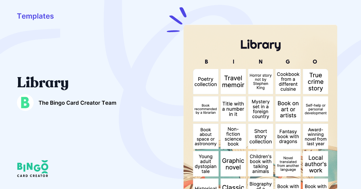 Library Bingo Raffle Library Bingo: Printable & Customizable - Bingo Card Creator