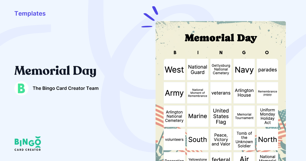 memorial-day-bingo-printable-customizable-bingo-card-creator for Memorial Day Bingo Free Printable Memorial Day Bingo: Printable & Customizable - Bingo Card Creator for Memorial Day Bingo Free Printable