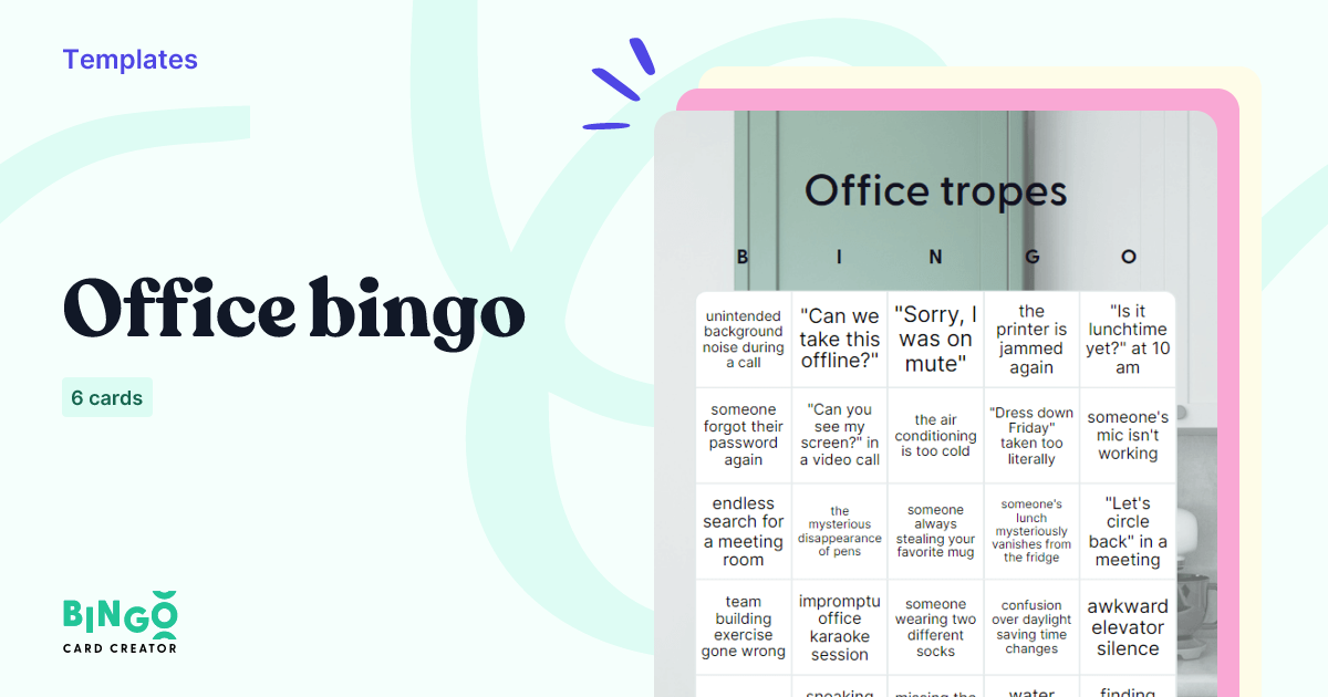 Work Bingo Examples Office Bingo: Printable & Customizable - Bingo Card Creator