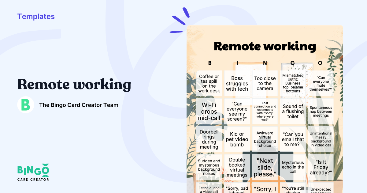 Remote Work Bingo Questions Remote Working Bingo: Printable & Customizable - Bingo Card Creator