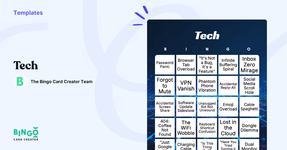 Computer Bingo Pages Tech Bingo: Printable & Customizable - Bingo Card Creator