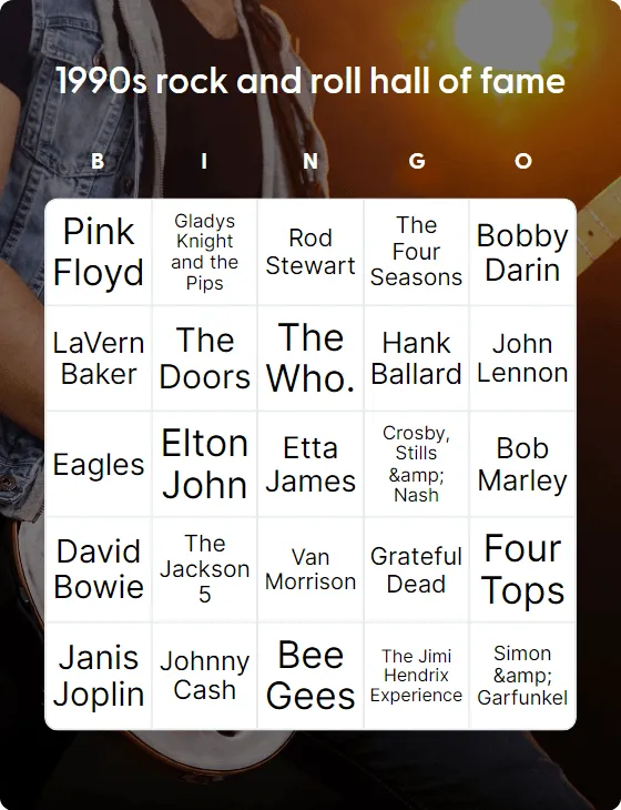 1990s rock and roll hall of fame bingo card template