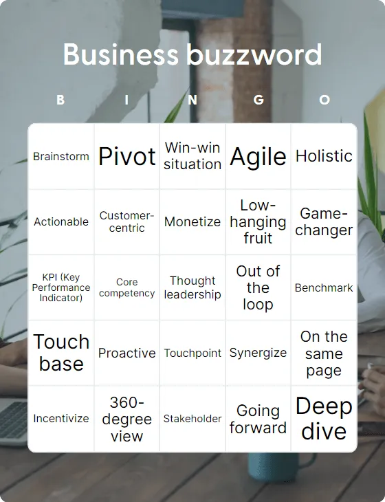 Business buzzword bingo card template