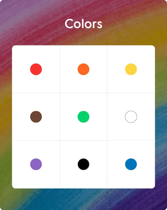 Colors bingo card