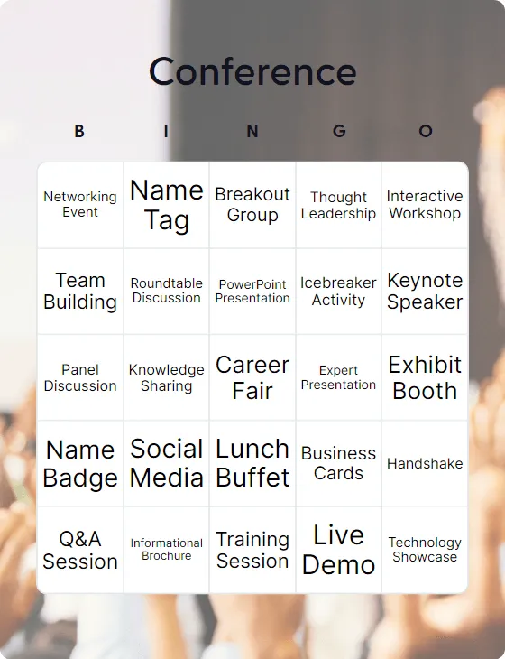 Conference bingo card template