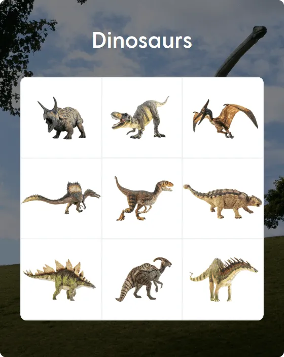 Dinosaurs bingo card