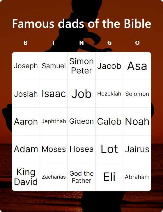 Famous dads of the Bible bingo card