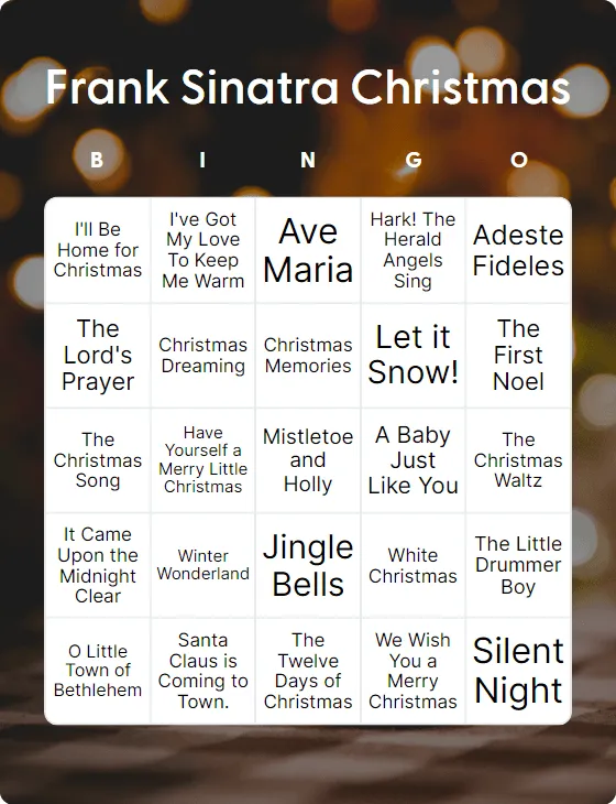 Frank Sinatra Christmas bingo card template
