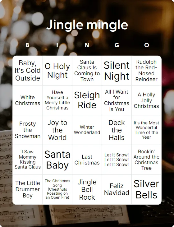 Jingle mingle bingo card template