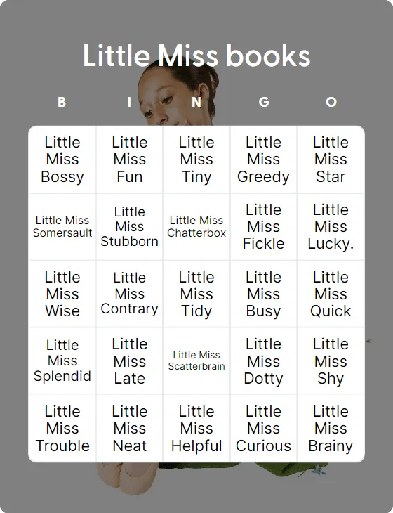 Little Miss books bingo card template