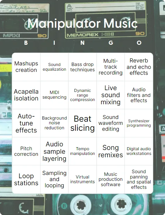 Manipulator Music bingo card