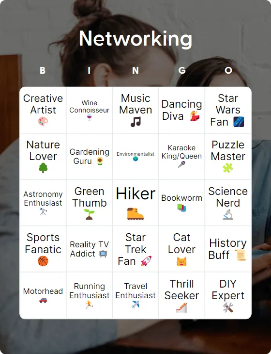 Networking bingo card template