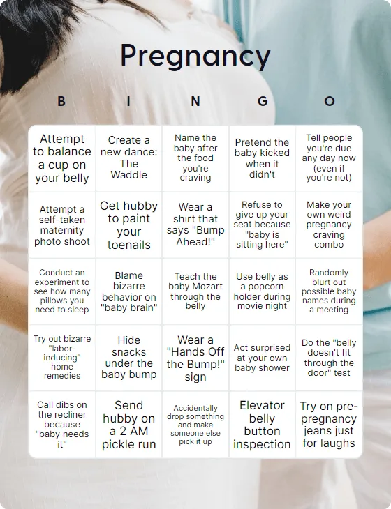 Pregnancy bingo card template