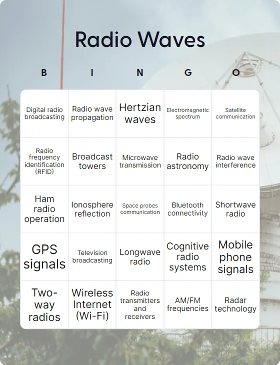Radio Waves bingo card template