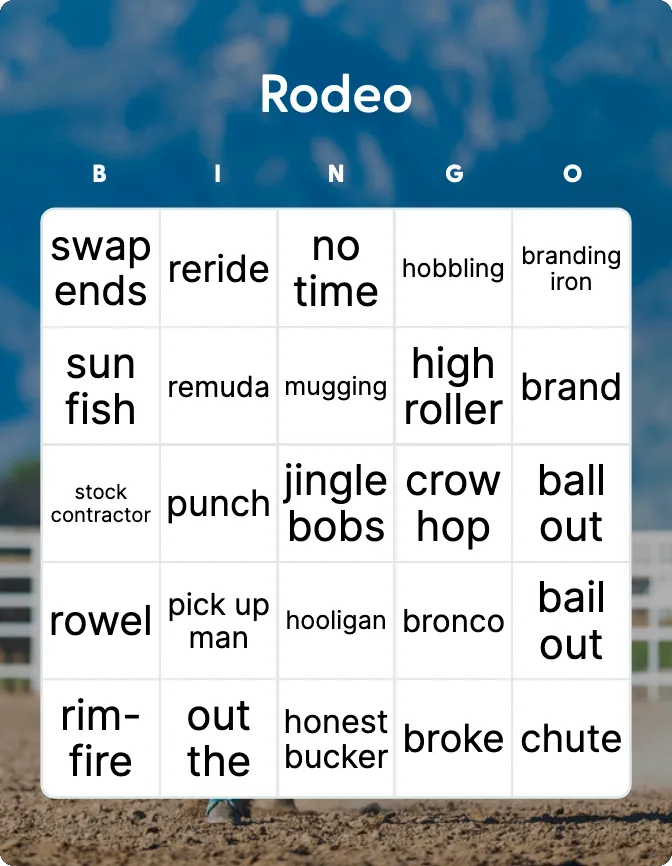 Rodeo bingo card template