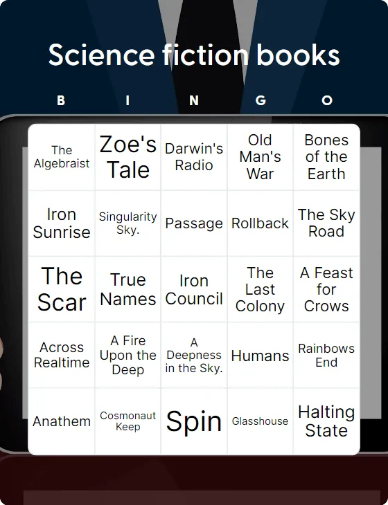 Science fiction books bingo card