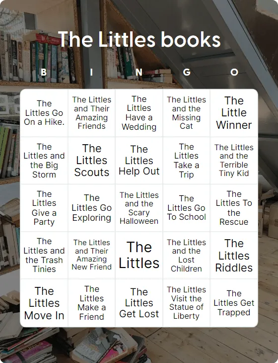 The Littles books bingo card template
