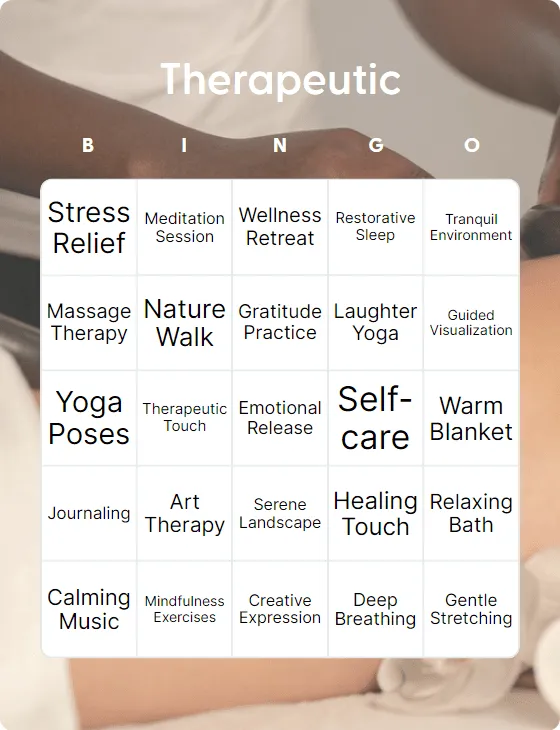 Therapeutic bingo card template