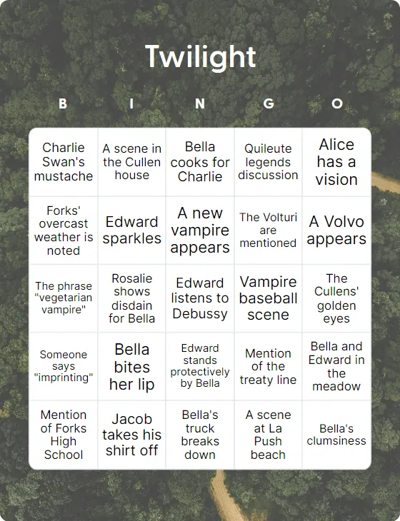 Twilight bingo card